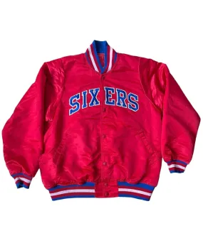 76ers Starter Red Bomber Jacket - Sixers Bomber Jacket