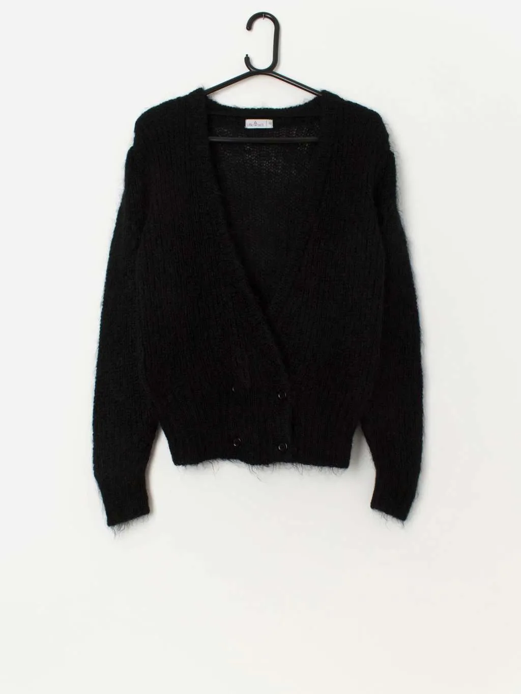 80s vintage black mohair cardigan – Small / Medium