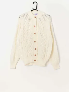 80s vintage cable knit cardigan by Snap, made in England – Medium / Large