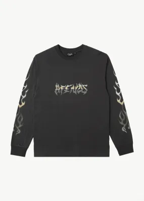 AFENDS Mens Scorched - Long Sleeve Tee - Charcoal