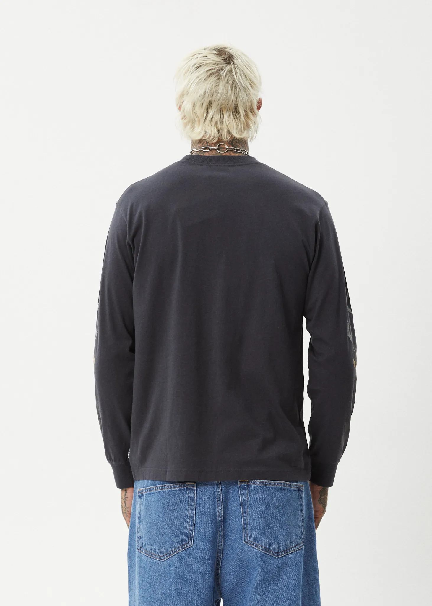 AFENDS Mens Scorched - Long Sleeve Tee - Charcoal