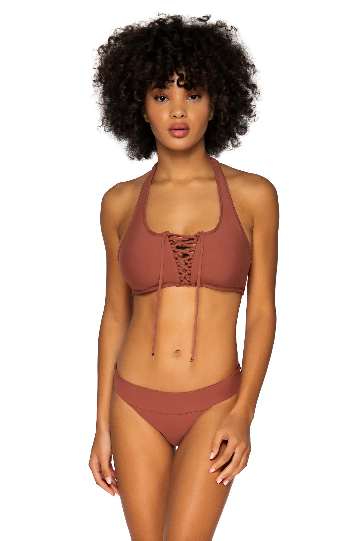 Ahoy Lace-Up Halter Bikini Top