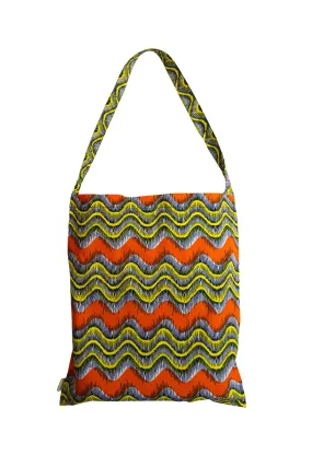 Akoli Messenger Totebag - Orange Green and Yellow African Ankara Wax Cotton Print