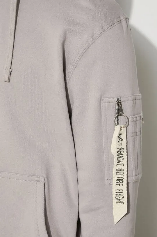 Alpha Industries cotton sweatshirt Organics Emb Hoody men's gray color