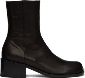 AMOMENTO Black Leather Ankle Boots