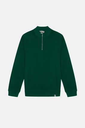 Basic Super Soft eyrek Fermuarl Sweatshirt - Nefti Yeili