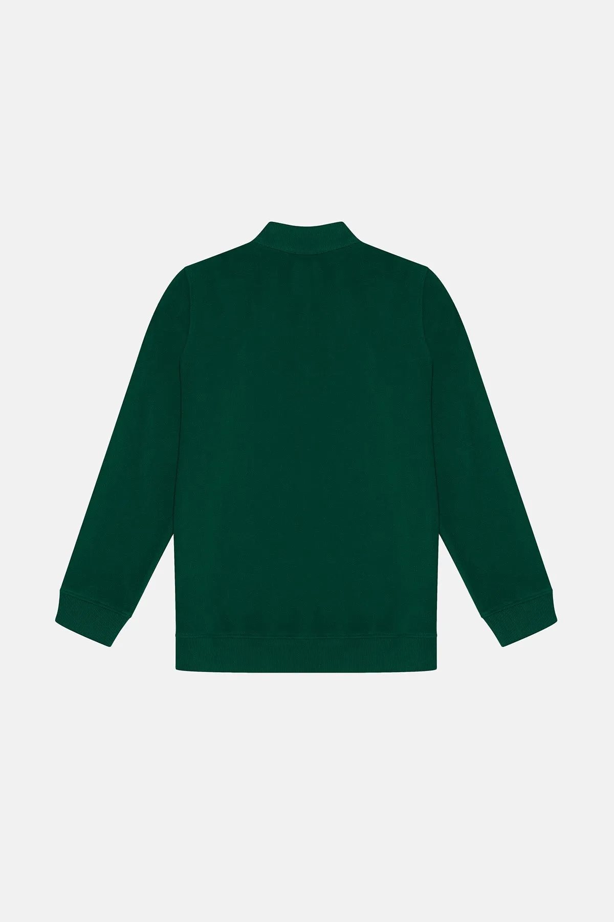 Basic Super Soft eyrek Fermuarl Sweatshirt - Nefti Yeili