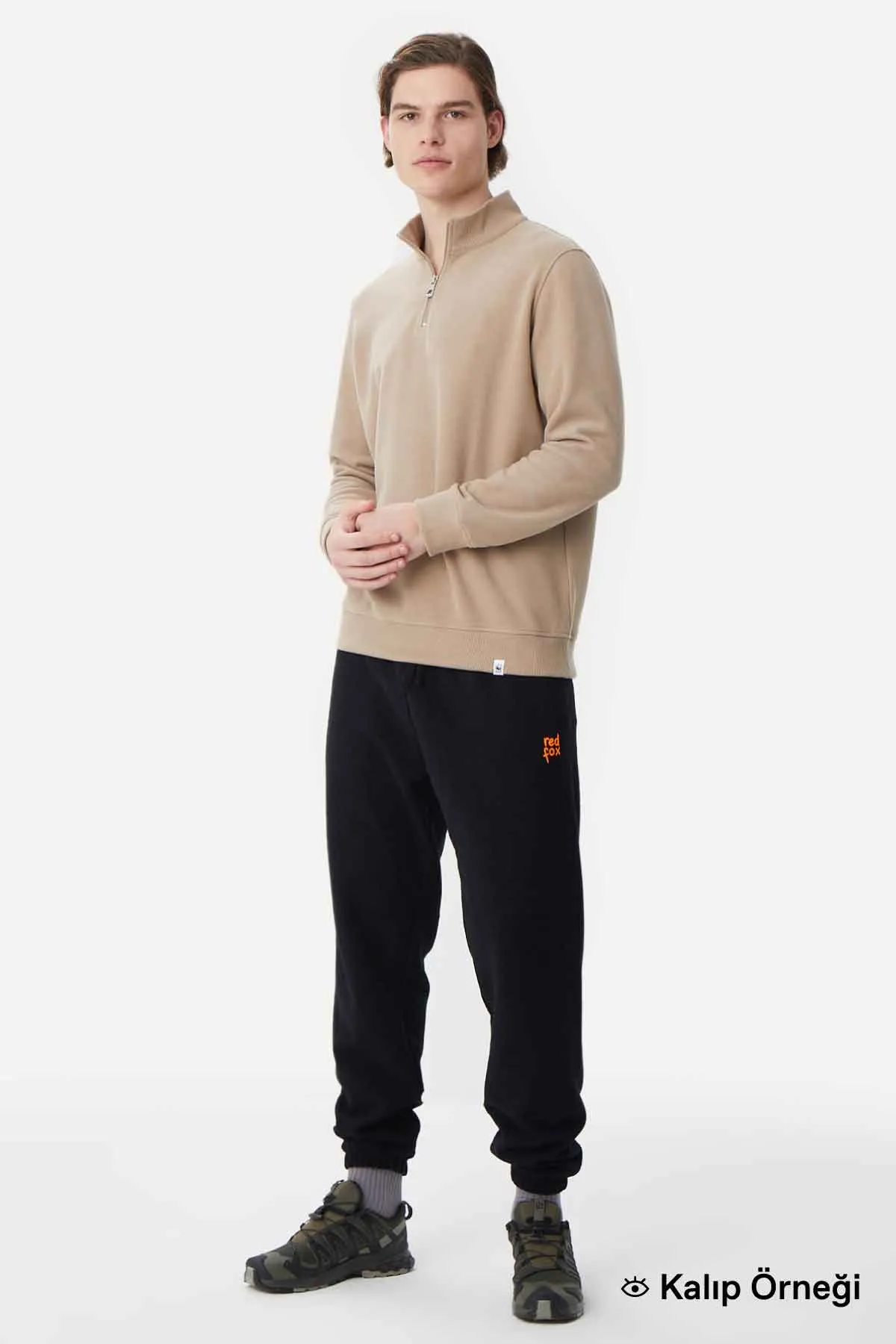 Basic Super Soft eyrek Fermuarl Sweatshirt - Nefti Yeili