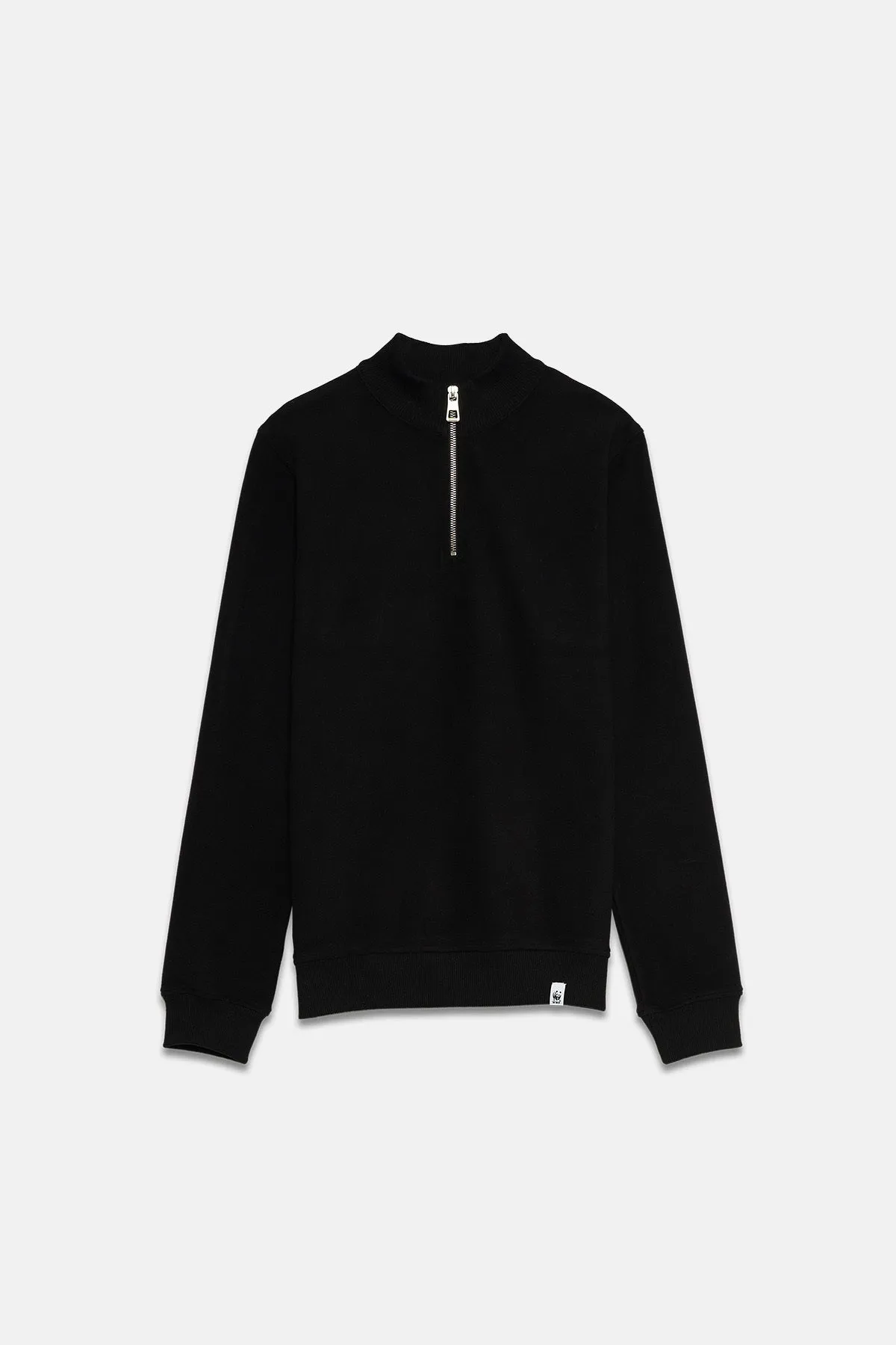 Basic Super Soft eyrek Fermuarl Sweatshirt - Siyah