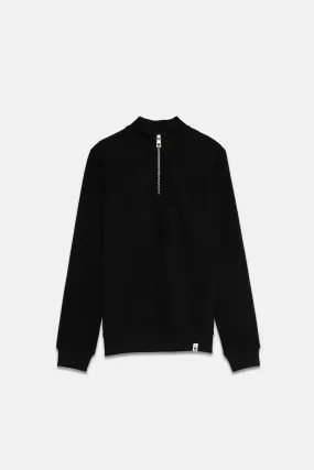 Basic Super Soft eyrek Fermuarl Sweatshirt - Siyah