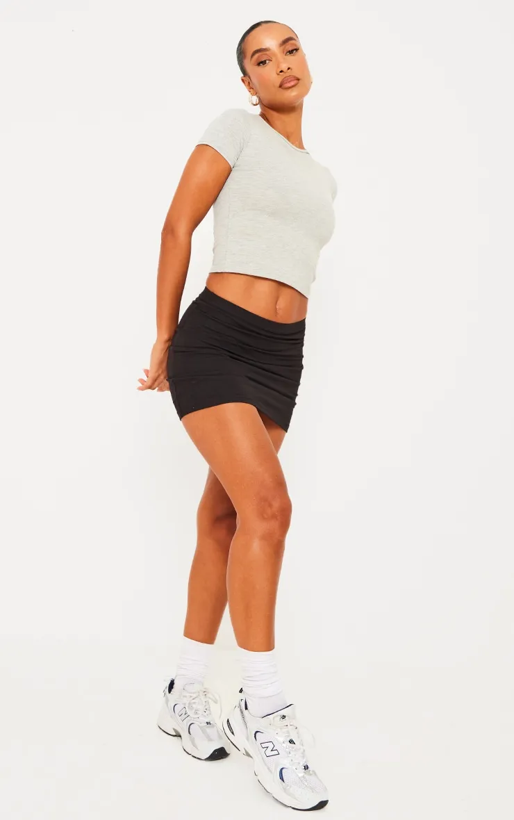 Black Basic Jersey Mini Skirt