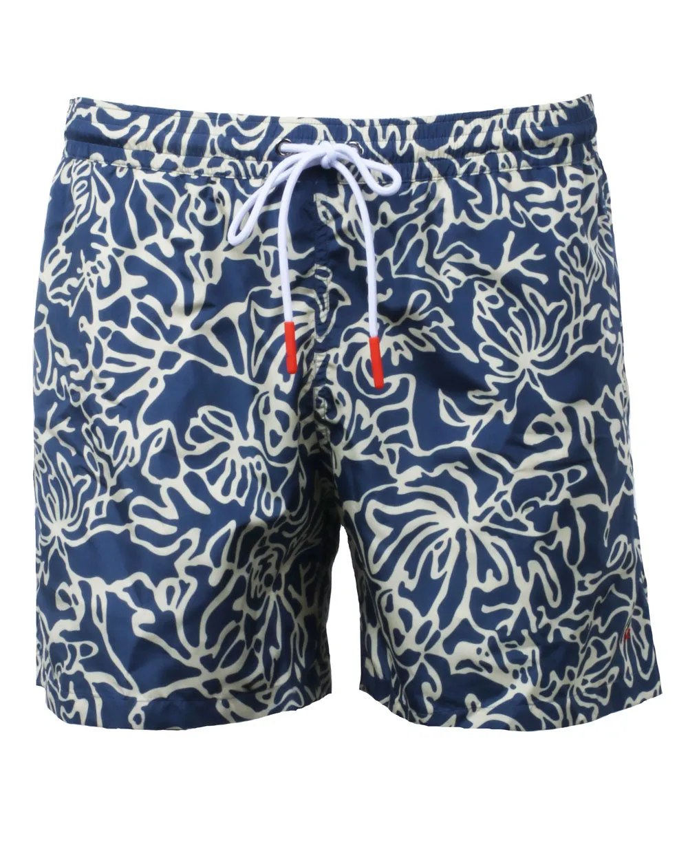 Blue and Cream Floral Swim Short