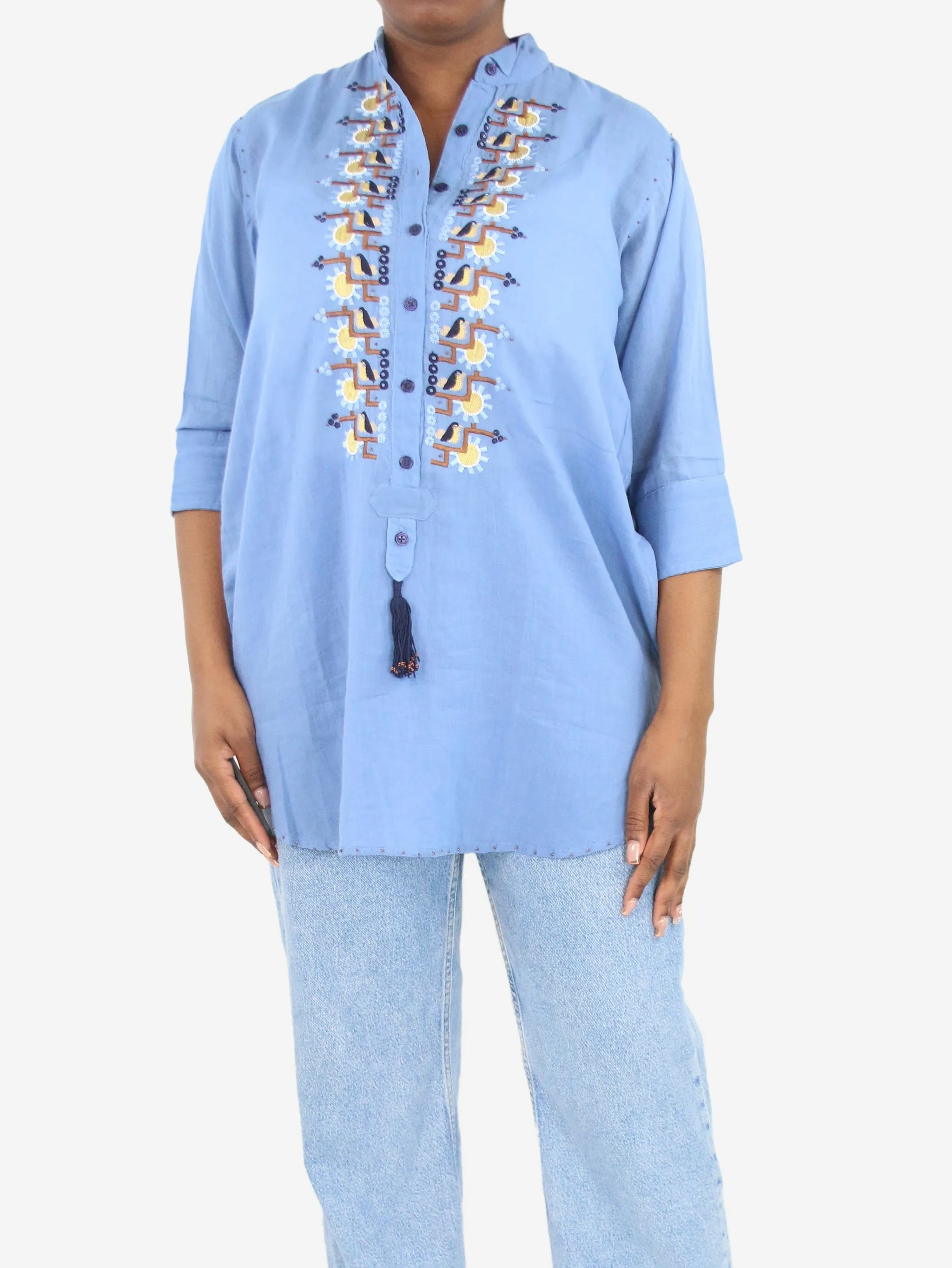   Blue embroidered tunic - One size