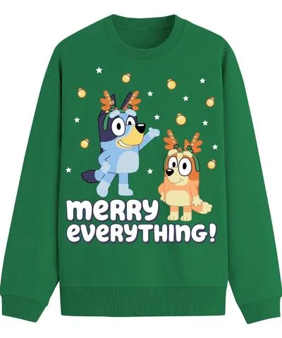 Bluey Christmas Bells Fleece Crewneck Pullover Sweatshirt