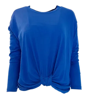 Bobi Knot Front Long Sleeve Tee, Cerulean