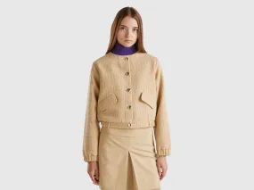 Bomber jacket with bouclé look - Beige | Benetton