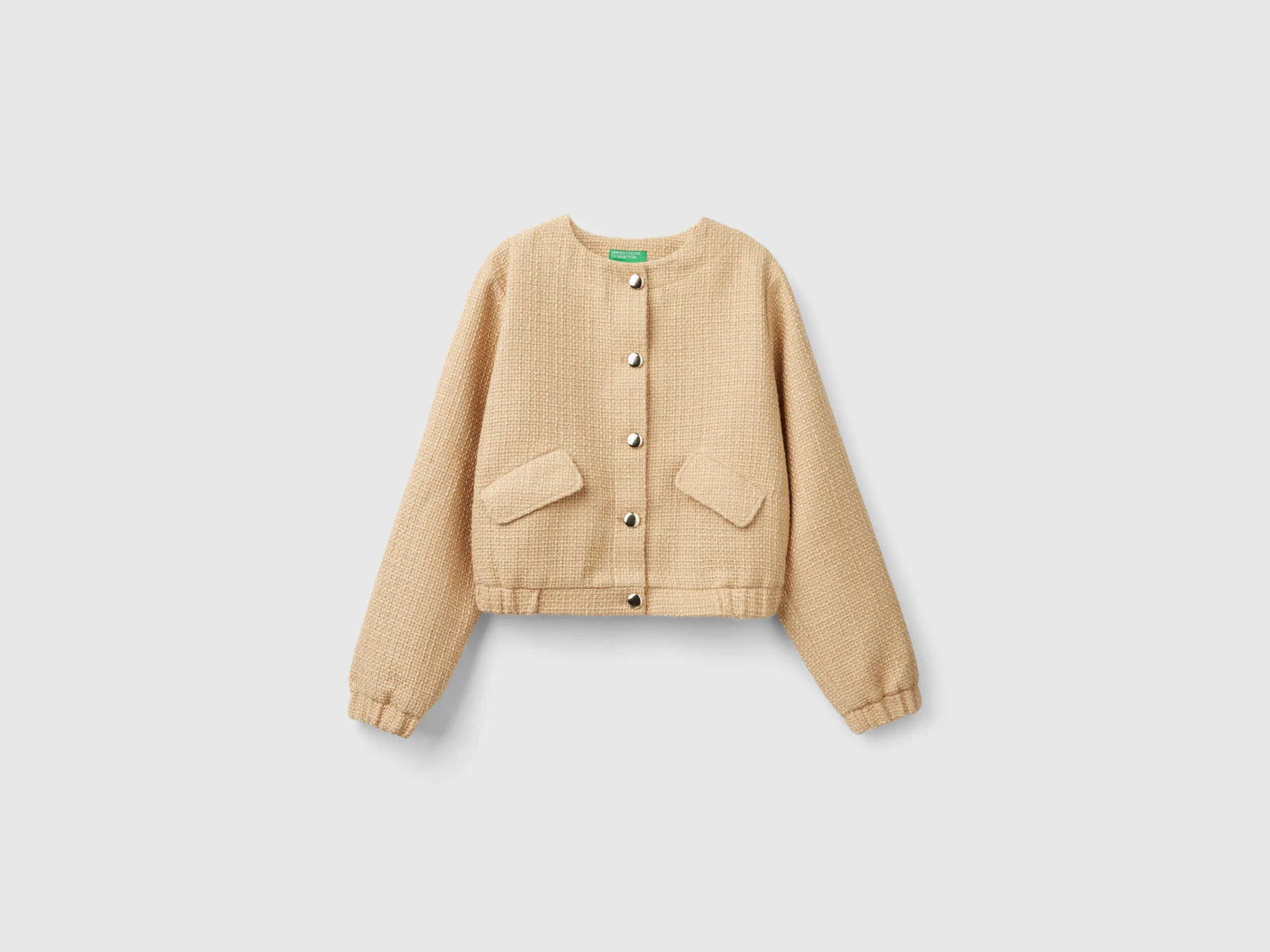 Bomber jacket with bouclé look - Beige | Benetton