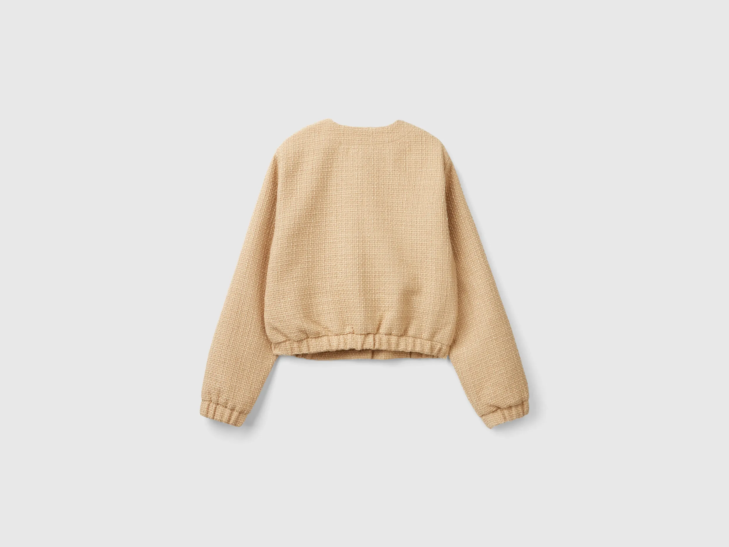 Bomber jacket with bouclé look - Beige | Benetton