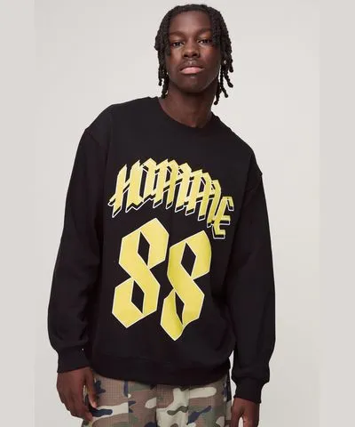 boohoo Mens Oversized Varsity Homme 88 Graphic Sweatshirt