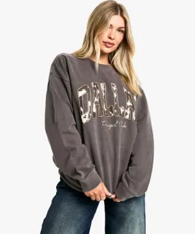 boohoo Womens Dallas Cow Print Overdyed Oversized Sweatshirt