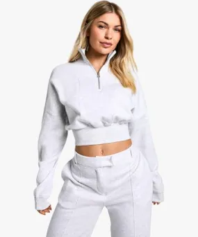 boohoo Womens Quarter Zip Cropped Sweatshirt