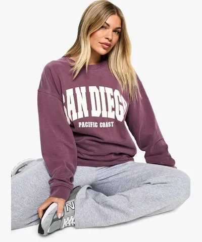 boohoo Womens San Diego Oversized Sweatshirt