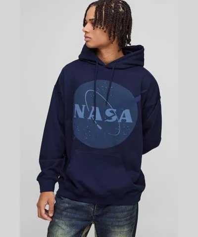 boohooMAN Mens Oversized Nasa License Print Hoodie