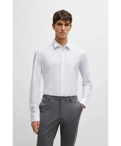 Boss Slim-fit shirt in performance structured jersey