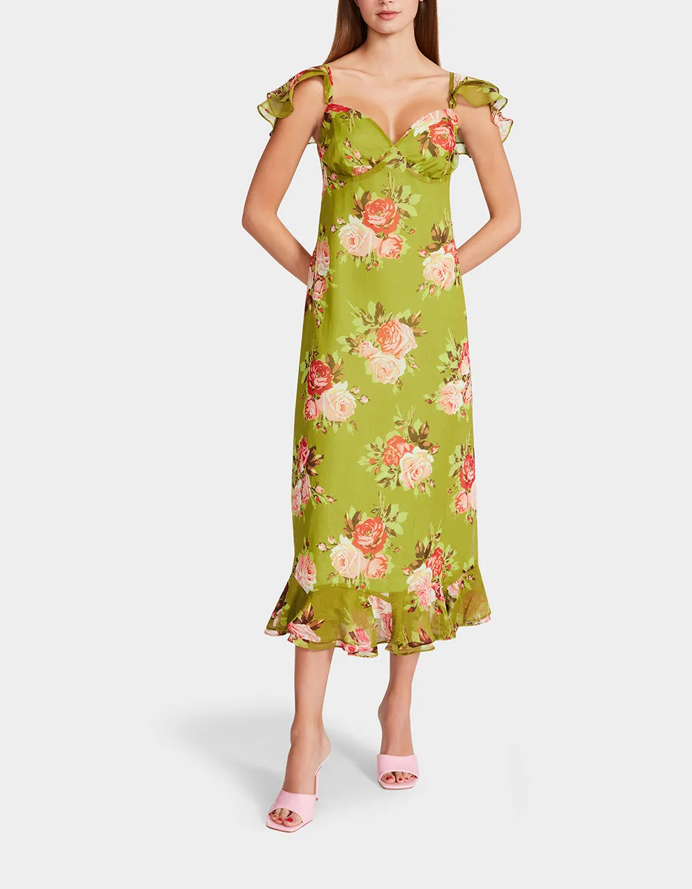 BOUQUET BOUNTY MIDI DRESS GREEN