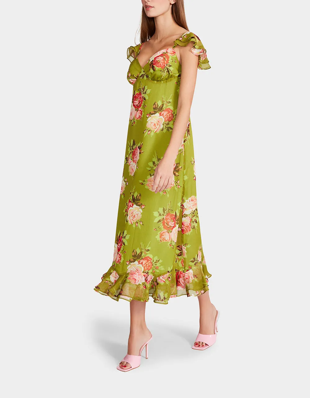 BOUQUET BOUNTY MIDI DRESS GREEN