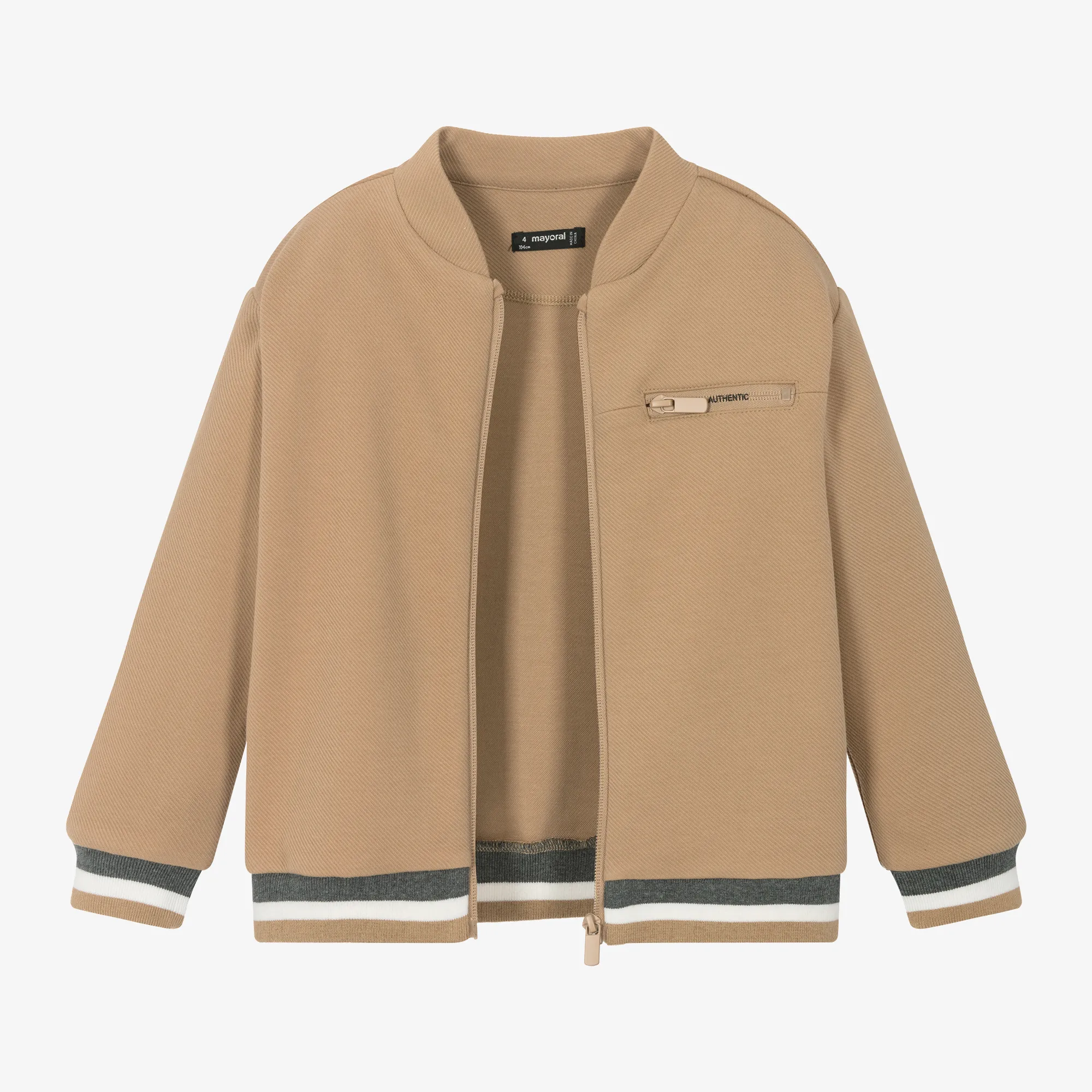 Boys Beige Bomber Jacket