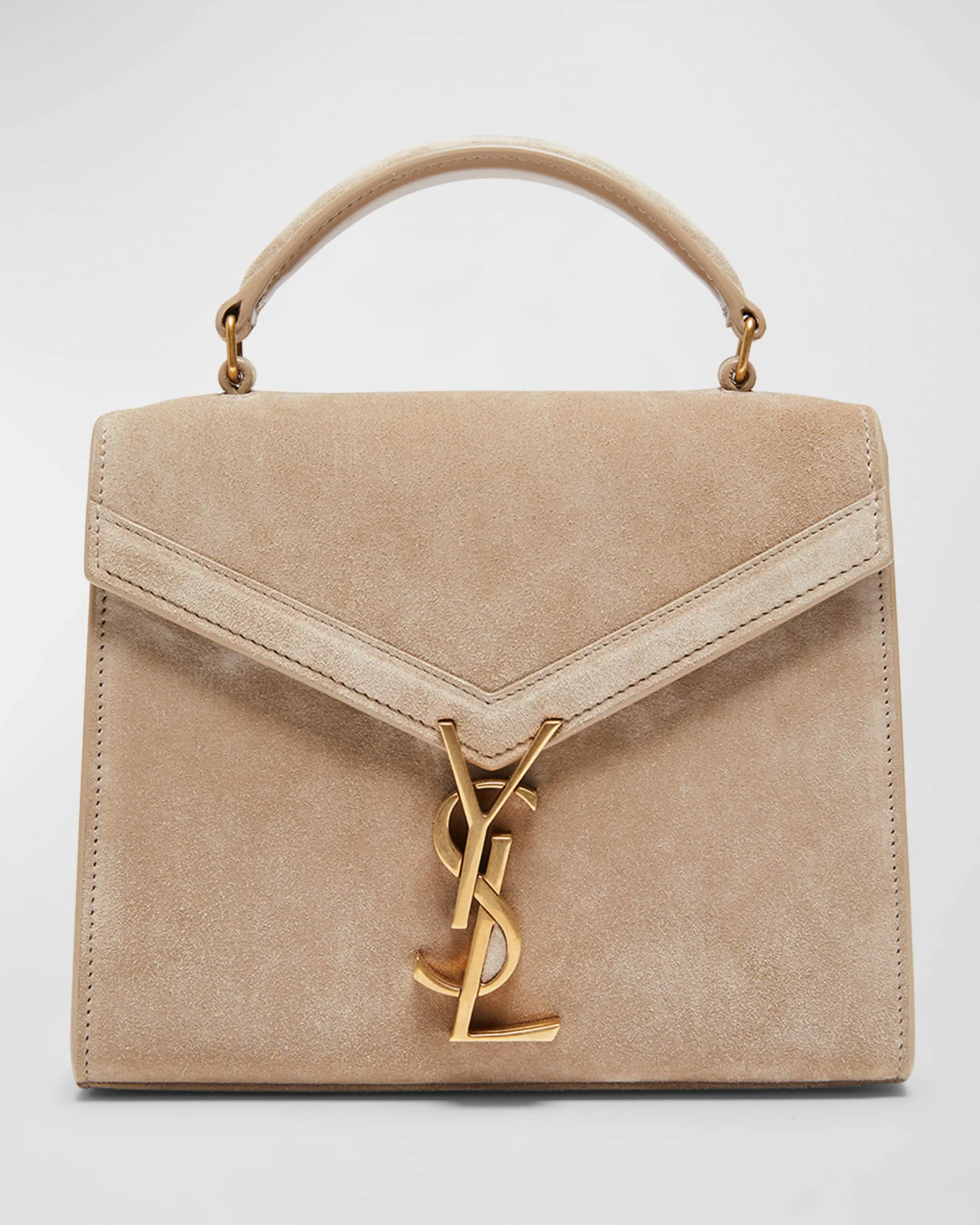 Cassandra Mini YSL Top-Handle Crossbody Bag in Suede