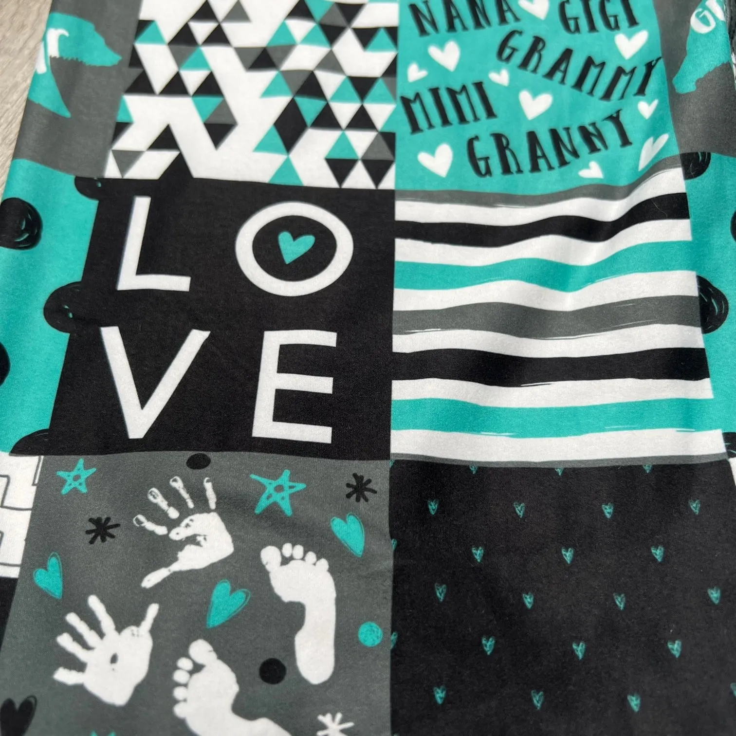 Celebrate Grandmotherhood: Teal Grandma Bear Print Leggings