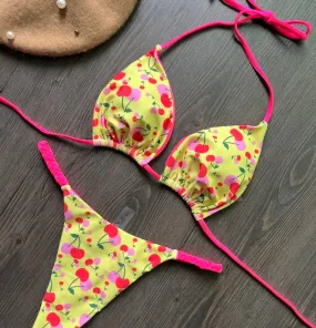 Cherry Thong bikini Yellow and Pink