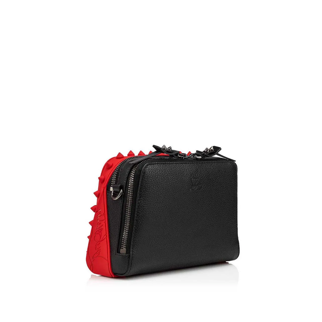 CHRISTIAN LOUBOUTIN Loubitown Spikes Leather Messenger Bag - BLACKLOUBIBLACK