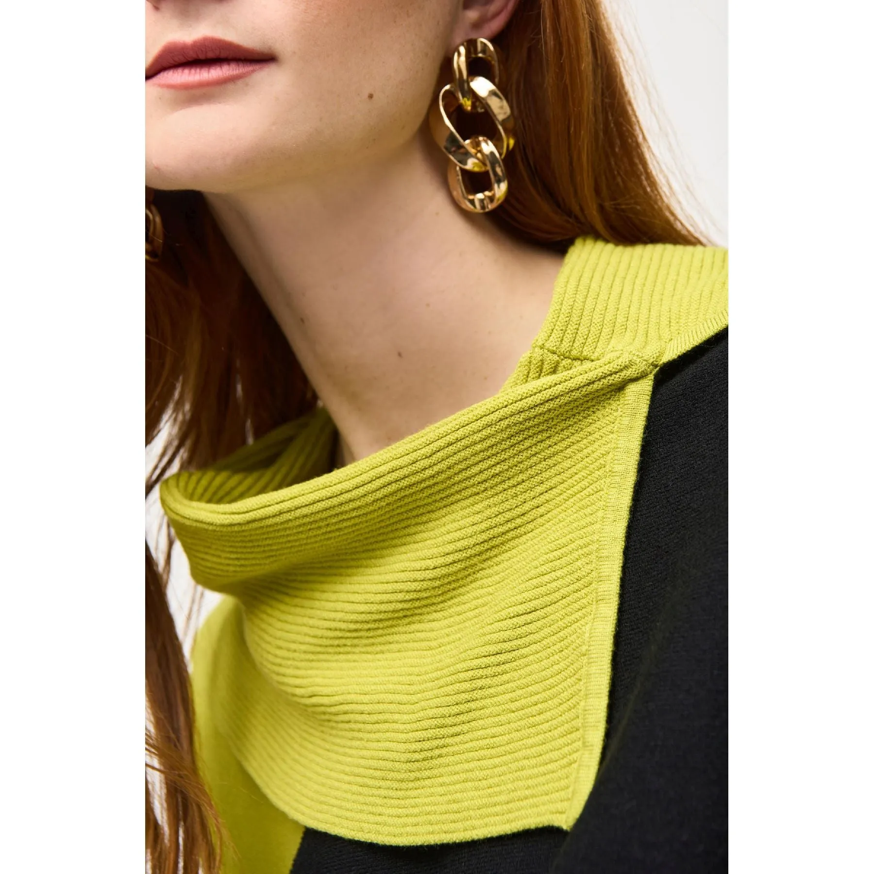 Colour-Block Jacquard Sweater Top