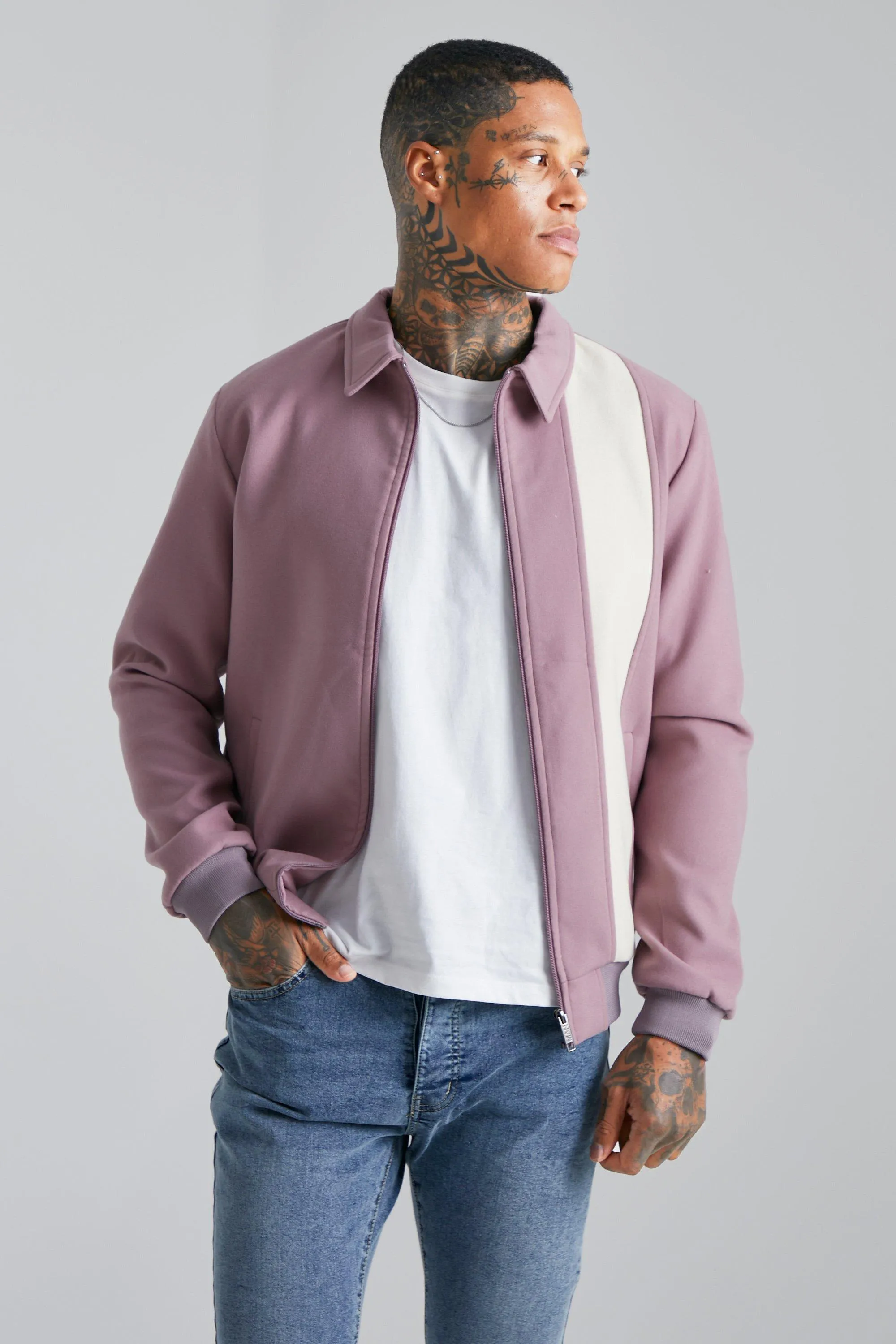 Contrast Panel Bomber Jacket