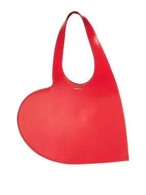 Coperni Bright Red Soft Leather Heart Shaped Tote Bag