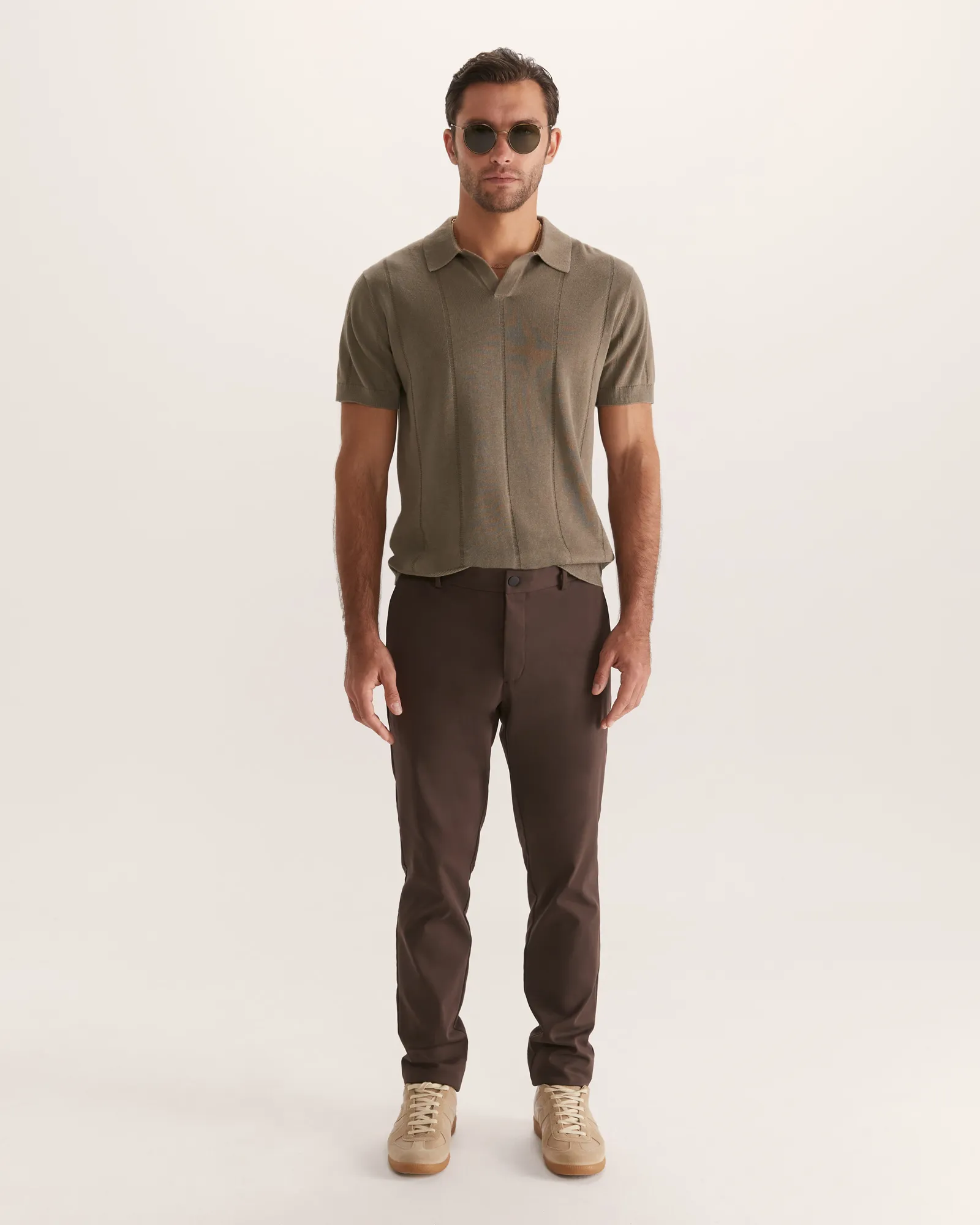 Cornell Knit Polo in Khaki - SABA