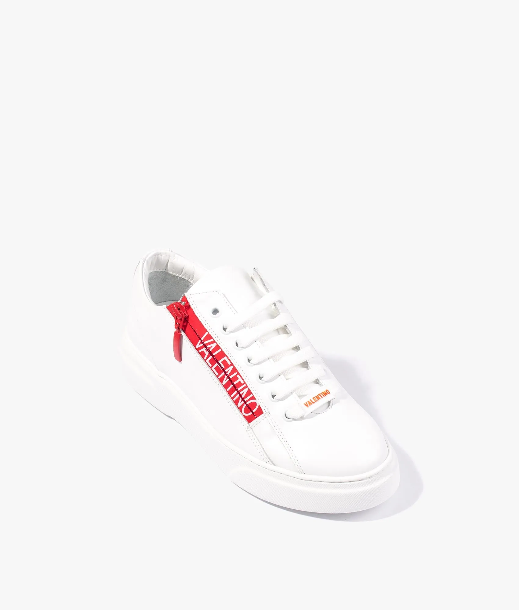 Court zip sneakers in white & red