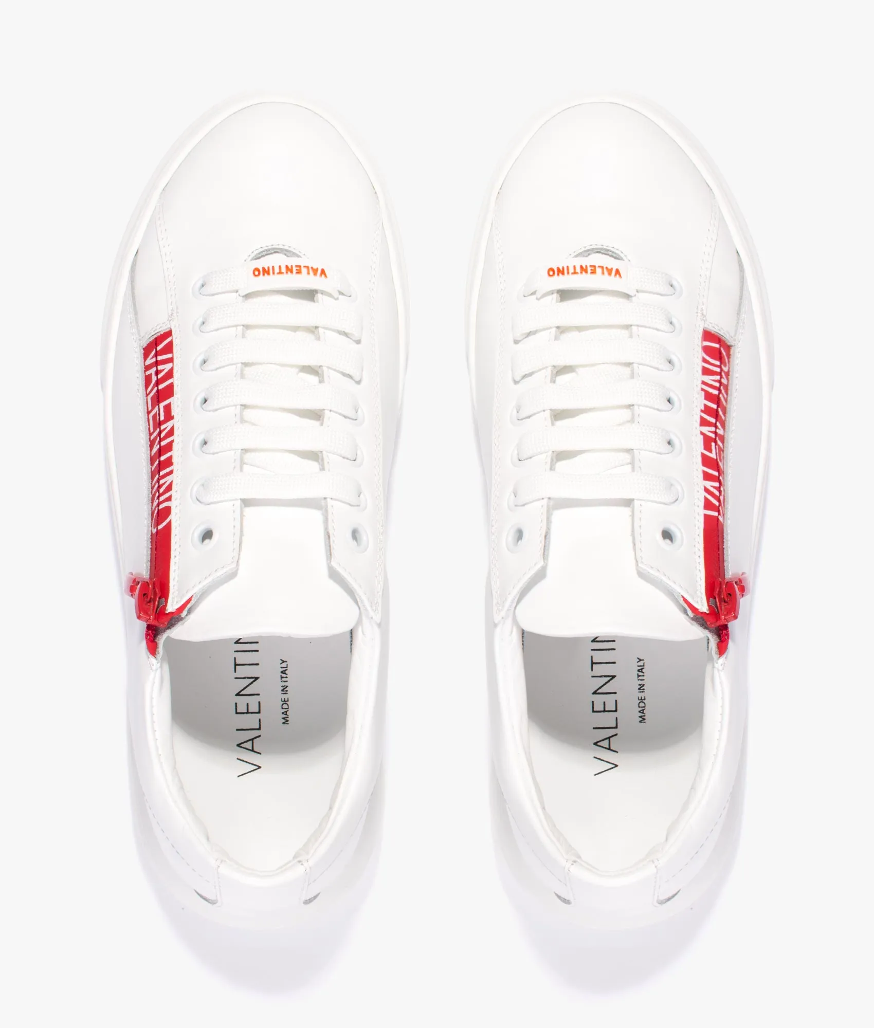 Court zip sneakers in white & red