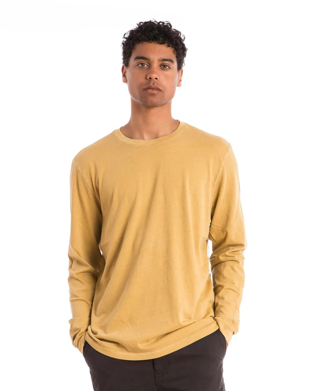 Crewneck Long Sleeve Tee - Tan