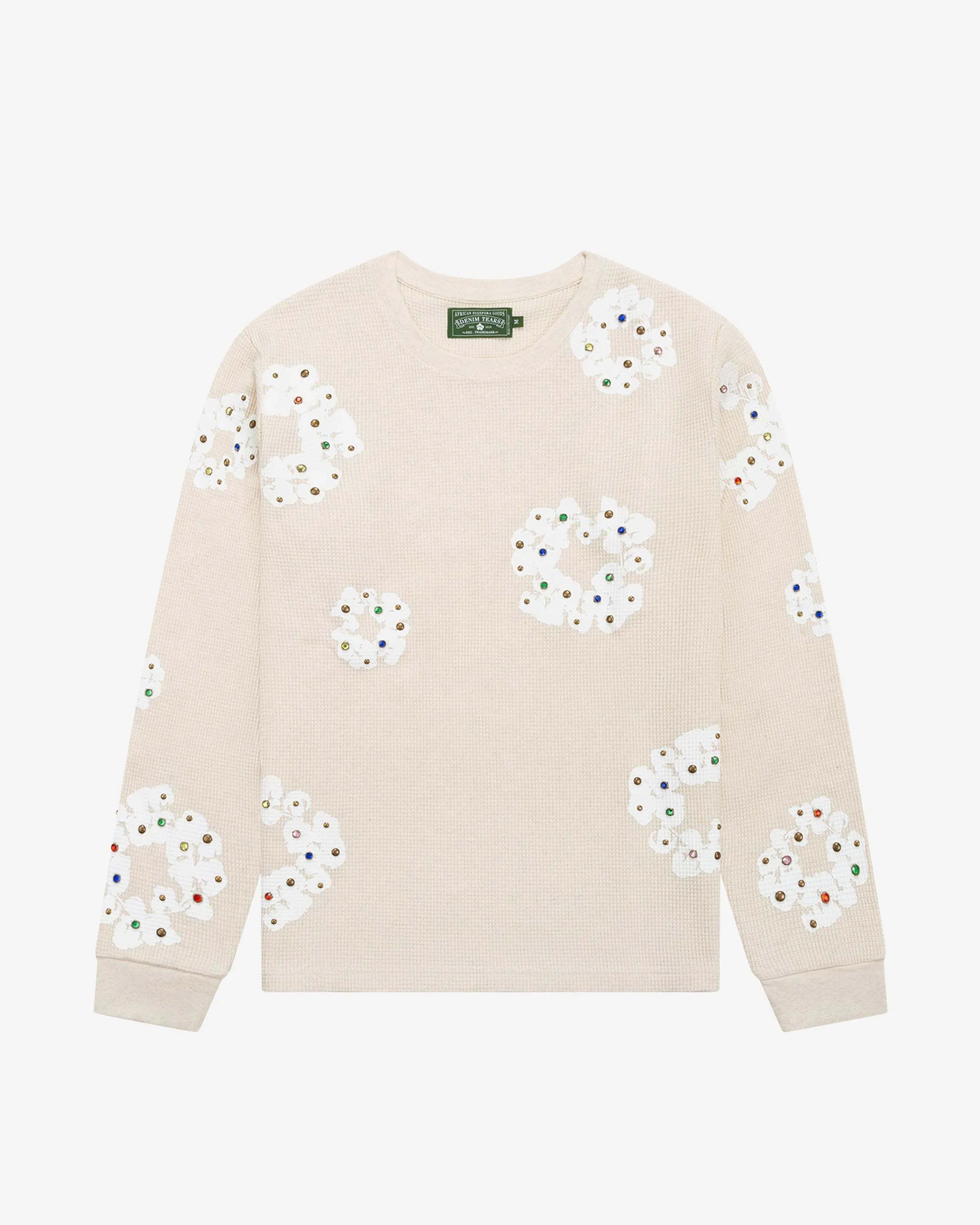 Denim Tears  |Crew Neck Flower Patterns Unisex Street Style Long Sleeves