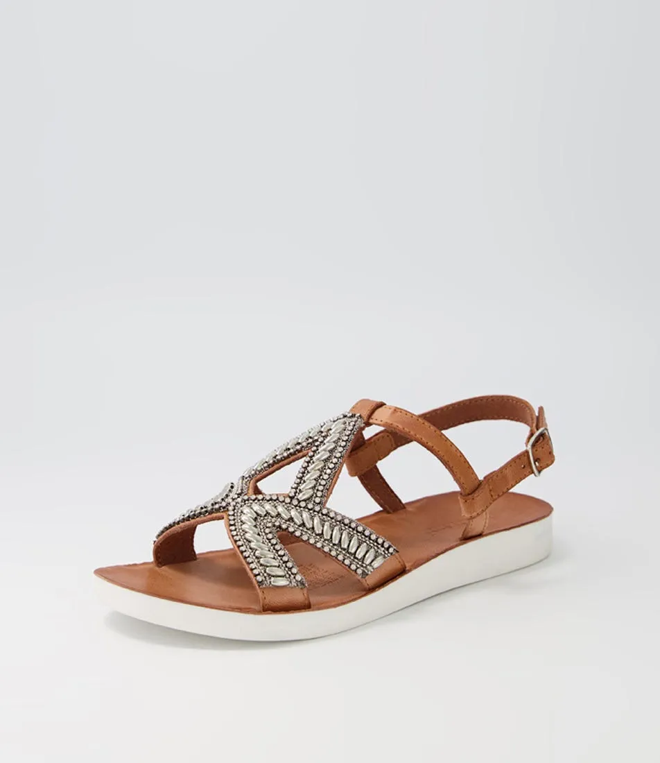 DIANA FERRARI Nayno Tan Leather Sandals Ws