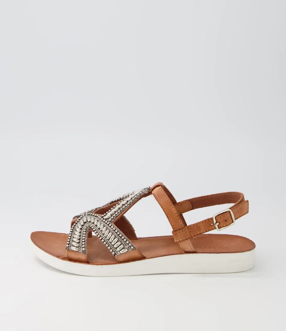 DIANA FERRARI Nayno Tan Leather Sandals Ws