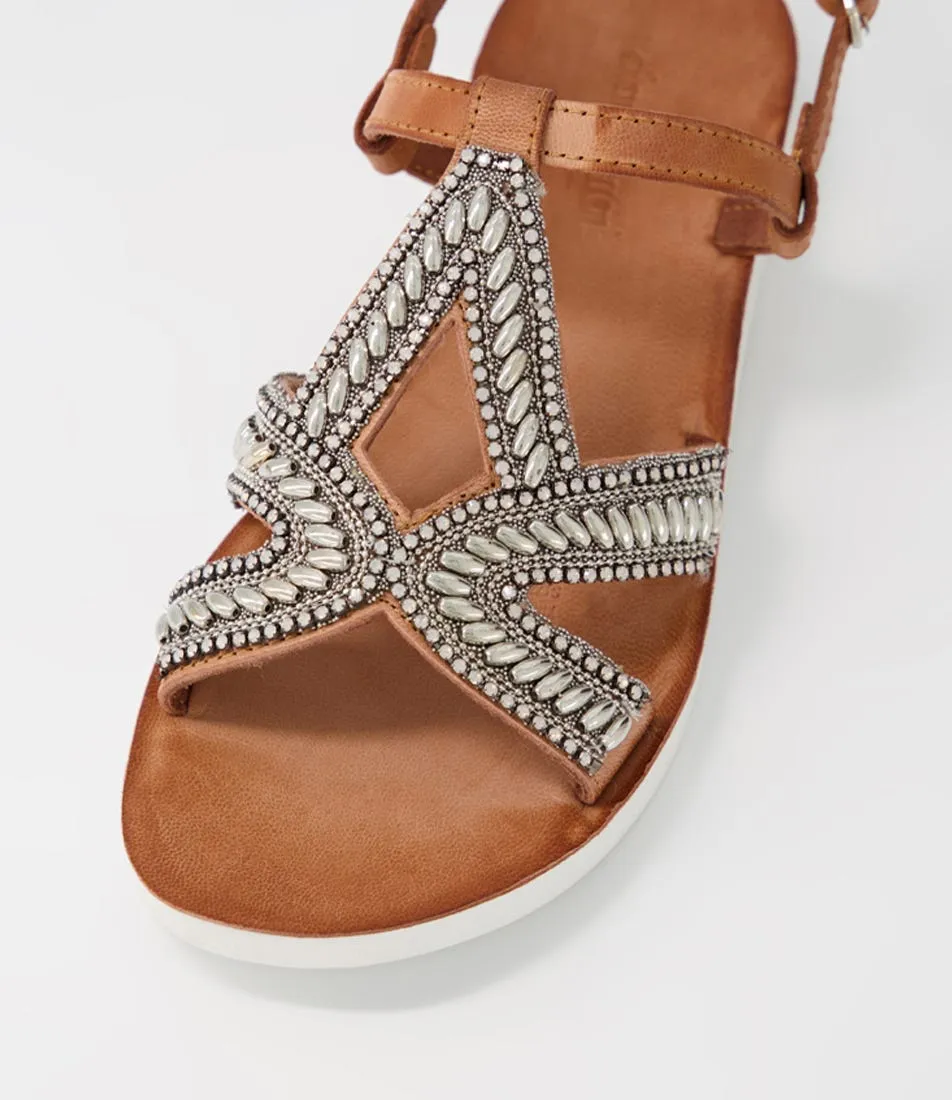 DIANA FERRARI Nayno Tan Leather Sandals Ws