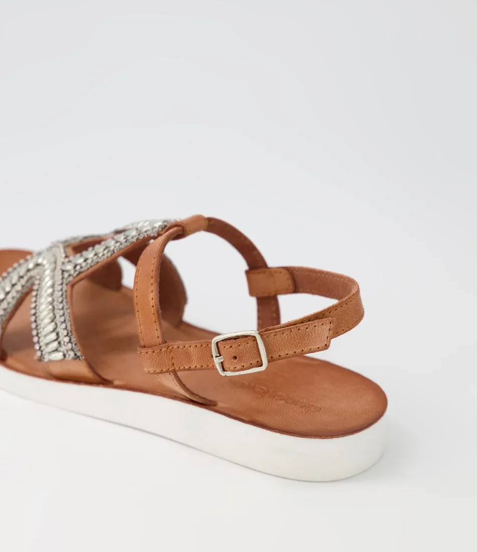 DIANA FERRARI Nayno Tan Leather Sandals Ws