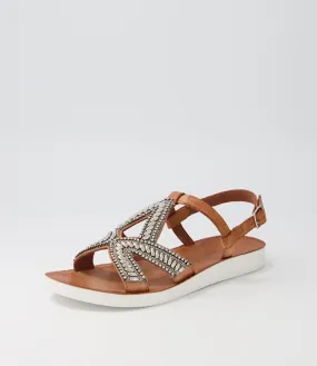 DIANA FERRARI Nayno Tan Leather Sandals Ws