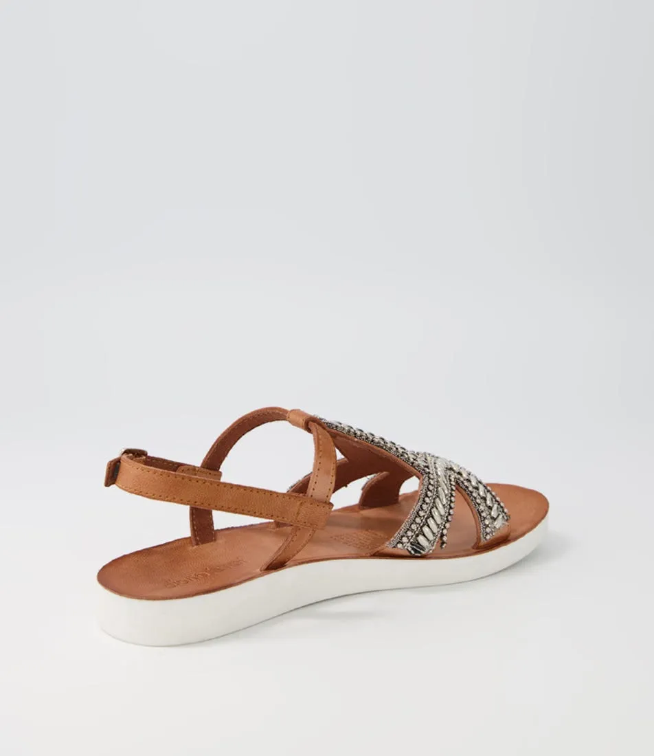 DIANA FERRARI Nayno Tan Leather Sandals Ws