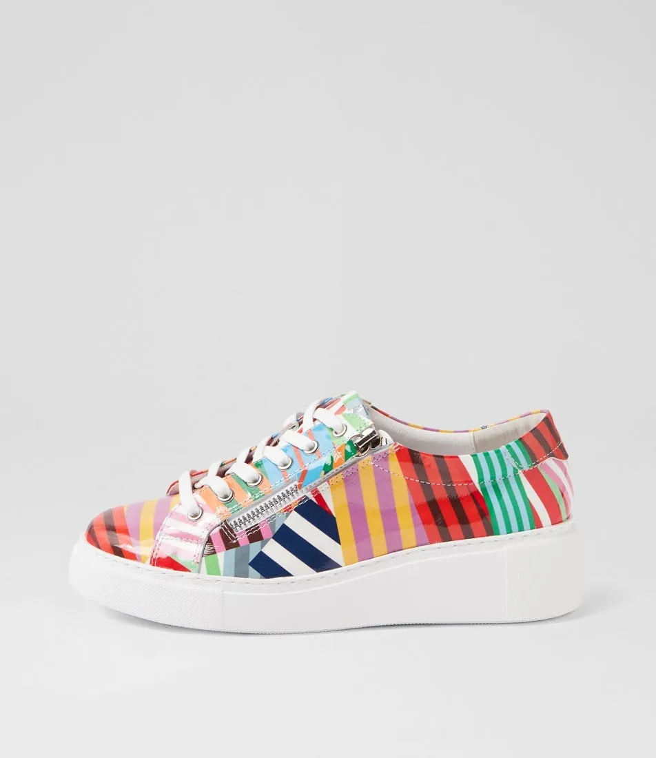 DJANGO & JULIETTE Yanji White Stripe Multi Patent Leather Sneakers